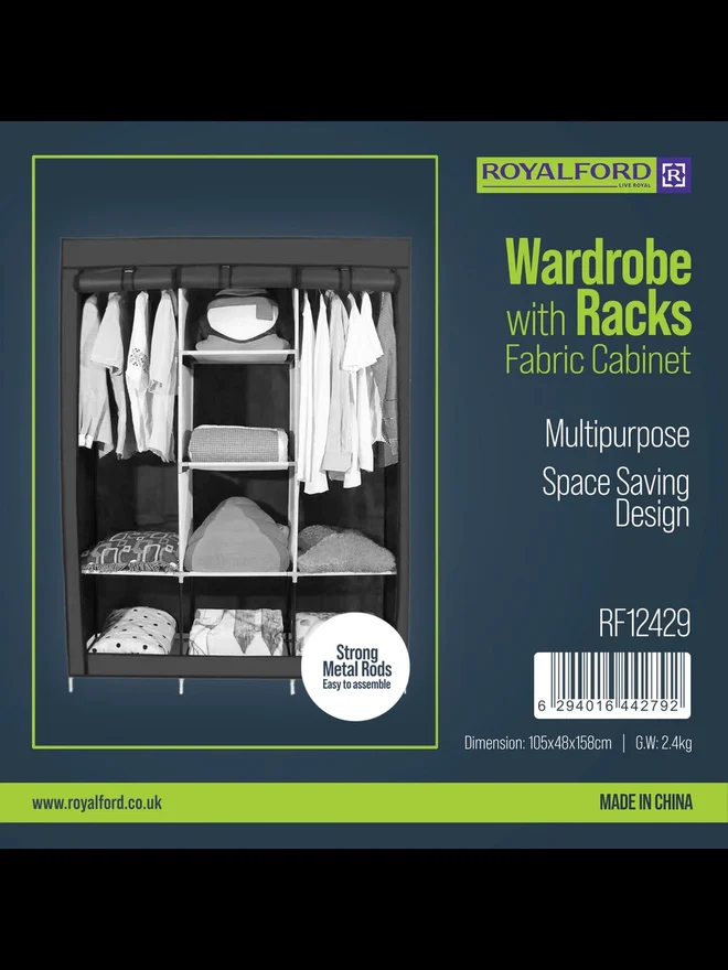 رويال فورد Royalford Wardrobe with Racks RF12429